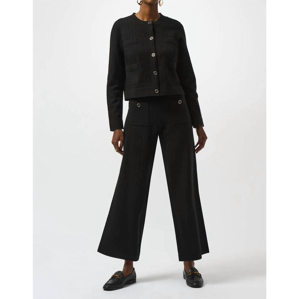 NEW JOSEPH RIBKOFF pull on wide leg ankle pants in black